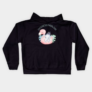 Cuteness overload cutest baby elephant and flamingo pink Kids Hoodie